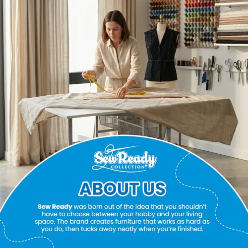 Sew Ready Adjustable Hobby and Cutting Craft Table with 2 Storage Drawers - color: Silver/White