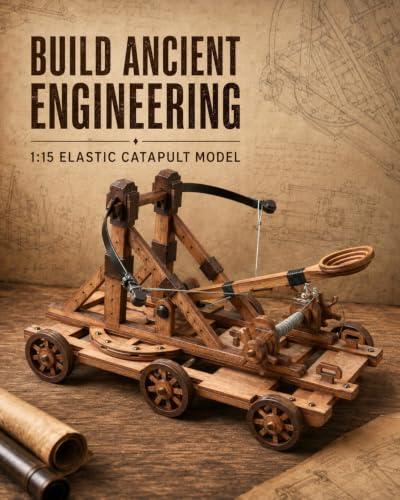 Trebuchet Model Kit, Desk Decor, 1:15 Basswood, Ages 14+