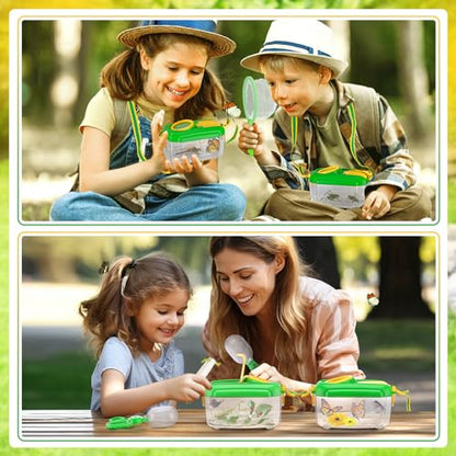 2 Sets Bug Catcher for Kids, Bug Catching Kit Gifts with Butterfly Net Toys - color: Green