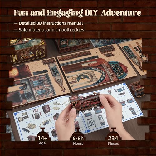 FUNPOLA LED 3D Puzzle Magic Station Book Nook Kit - Interactive 3D Wood Puzzle LED Magical Miniature with Infinite Extension Space - DIY Bookshelf Insert Decor Gifts(Magic Station) - color: Magic Station