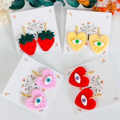 Xaekicr 4PCS Polymer Clay Cutters Set - Eye, Strawberry, Clover Heart Shape Clay Earring Cutters for DIY Jewelry Making, Clay Tools and Polymer Clay Molds - color: 2A color