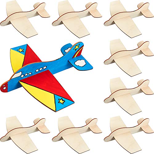 Gejoy 8 Packs Wooden Airplane Kits Balsa Wood Model Plane Toy Bulk