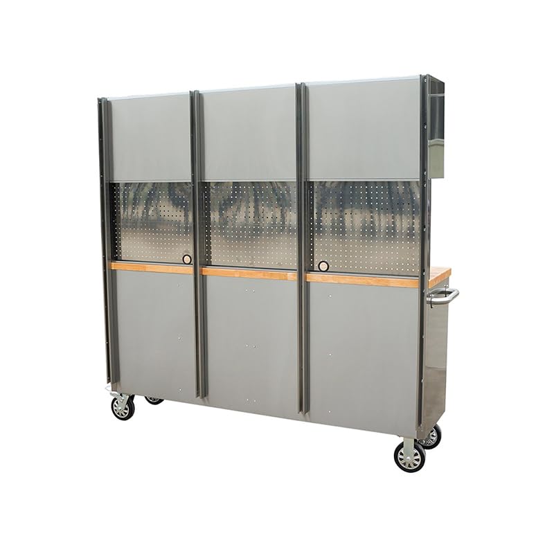72-Inch Stainless Steel Rolling Tool Chest with 15 Drawers + 3 Upper Cabinets, Mobile Workbench, Assembled Large Tool Box Lockable Storage Cabinet with Wheels for Garage Workshop - size: 72'' + 3 Upper Cabinets - Stainless Steel