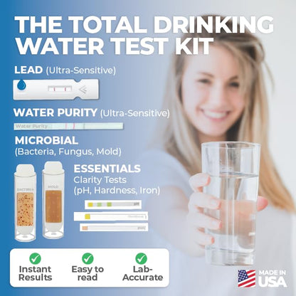 Drinking Water Test Kit, Detekt (USA) DIY for Lead, Bacteria, Mold & pH - size: 1 Water Sample