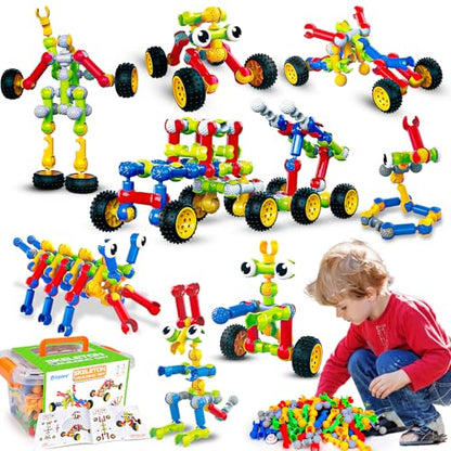 Qirptey Kids STEM Building Toys for 3 4 5 6 7 8+ Year Old Boy Birthday Gift - style: 186 PCS