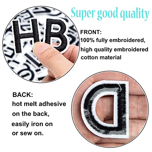GYGYL 72Pcs Iron on Letter & Number Patches for Clothes, Backpack, Black - color: Black, size: Pack of Letters
