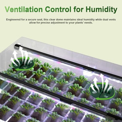 TONYFUL Seed Starter Tray with Grow Light, 120-Cell Seed Starter Kit with 4.07” Humidity Dome, Indoor Seedling Starter Tray, Seed Starting Tray for Plant Germination, Seeds Growing