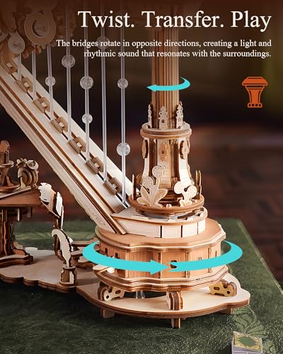 ROKR Magic Harp 3D Wooden Puzzle, Self-Playing Mechanical Music Box, 350pcs