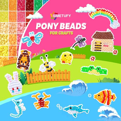 Simetufy 6000Pcs Pony Beads 30 Colors Kandi Beads Bulk for Bracelet Making