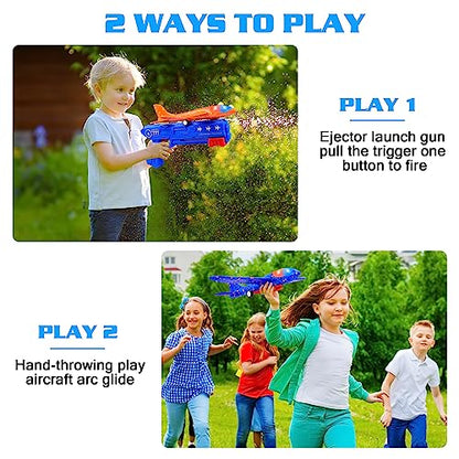 LJZJ 3pk LED Foam Plane Launcher, 2 Modes Outdoor Toy Gift Boys Girls 3+ - size: 3 Planes (1 Launcher)