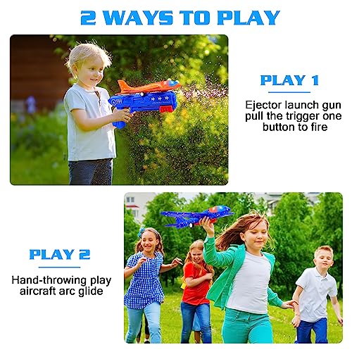 LJZJ 6 Pack LED Foam Plane Launcher, 2 Modes Outdoor Toy Gift Boys Girls 4+ - size: 6 Planes (2 Launchers)