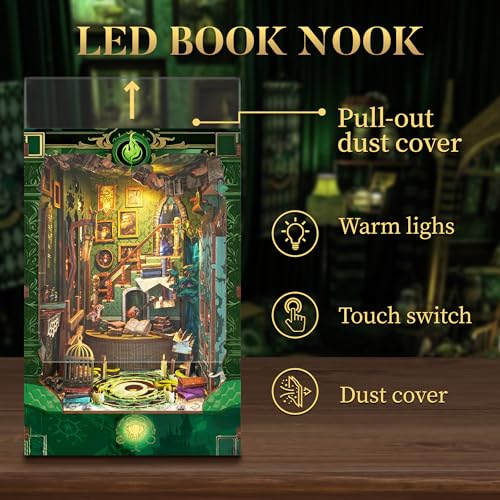 DIY Book Nook Kit 3D Wooden Puzzle DIY Miniature House Kit Magic Dollhouse Tiny House Bookshelf Dollhouse for Adults with LED Light- Snake House (SQ-41) - color: Snake House