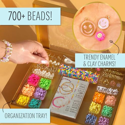 STMT DIY Beaded Jewelry Kit - Makes 15 Premium Pieces, Includes Bracelet Making Supplies, Letter Beads, Enameled Charms, Great Teen Girl Gifts - size: Small, style: Beaded