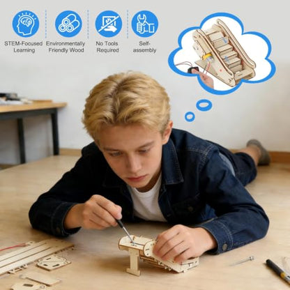 Toddmomy Miniature Mechanical Elevator Model Kit: Beige Puzzle Building Set for Elevator Enthusiasts(English Instruction Manual, Without Battery)
