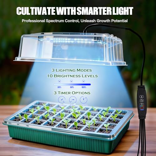 joyhalo 2 Pack 80 Cell Seed Starter Tray with Grow Light & Humidity Dome - size: 40 Cell 2 Pack
