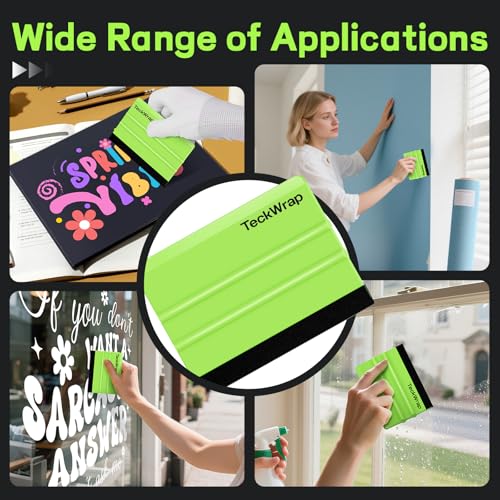 TECKWRAP 2 PCS Professional Felt Squeegee for Vinyl, No Scratch - Green - color: 2pcs Neon Green