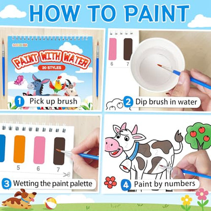 SOCOLER Paint with Water Coloring Books for Kids & Toddlers, Farm - color: Farm Life
