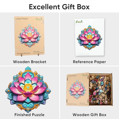 Bovearto Wooden Puzzles for Adults, Lotus Flower Unique Shaped - color: Lotus Flower, size: 200pcs