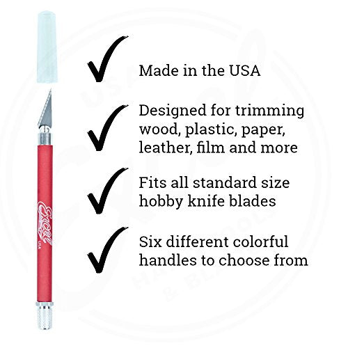 Excel Blades Soft Grip Hobby Knife, K18 with Safety Cap, American Made Light Duty Craft Knife (Red) - color: Red (1)