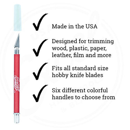 Excel Blades Soft Grip Hobby Knife, K18 with Safety Cap, American Made Light Duty Craft Knife (Red) - color: Red (1)