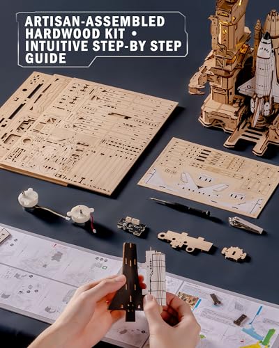 ROKR Space Shuttle 3D Wooden Puzzles for Adults Moving Building Model