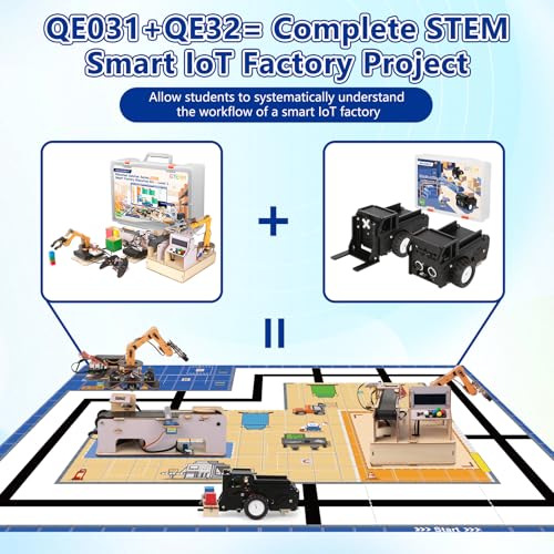 3-in-1 ESP32 IoT Control Smart Factory Kit with 2-in-1 TruckBott Smart Car Kit, Electronics Programming Robotics Kit Compatible with Arduino Scratch, School Home DIY Education STEAM Set for Teens 12+ - color: Black