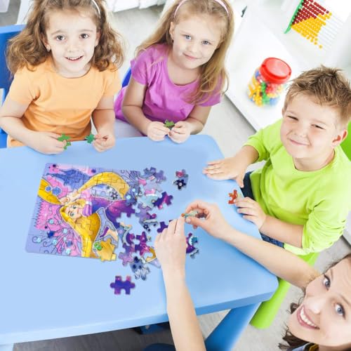 LELEMON Puzzles for Kids Ages 4-6, 60 Piece Puzzles for Kids Ages 3-5 - color: Curly Hair Girl