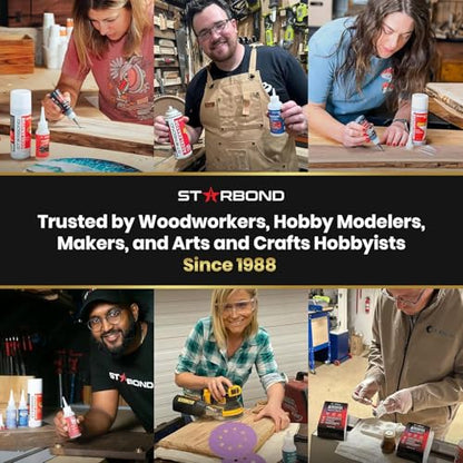 Starbond Medium CA Glue with Activator Bundle (4 oz. + 6 oz.) – Premium Cyanoacrylate Super Glue with Accelerator Kit – for Quick Repair, Woodworking, Woodturning, Crafts, Models & 3D Printing - size: 4 ounce + 6 ounce