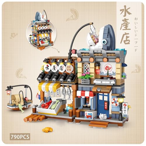 ELAICREE Japanese Street View Shop Building Blocks House Toy, New 4 Models Mini DIY Building Blocks Model MOC Construction Toy, Gift for 6-12 Years Old Kid Girls and Boys - color: New 4 Models-02