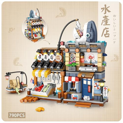 ELAICREE Japanese Street View Shop Building Blocks House Toy, New 4 Models Mini DIY Building Blocks Model MOC Construction Toy, Gift for 6-12 Years Old Kid Girls and Boys - color: New 4 Models-02