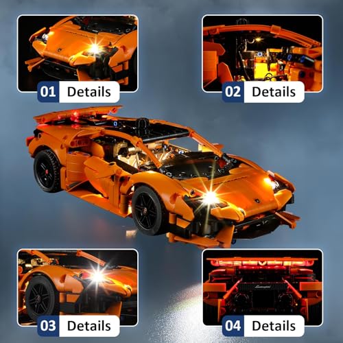 LED Light Kit for Lego 42196 Lamborghini Huracán Tecnica Orange Set,Compatible with Lego 42196 Building Blocks Model(Not Include Blocks Set) - style: 42196