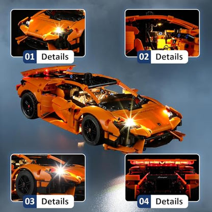 LED Light Kit for Lego 42196 Lamborghini Huracán Tecnica Orange Set,Compatible with Lego 42196 Building Blocks Model(Not Include Blocks Set) - style: 42196