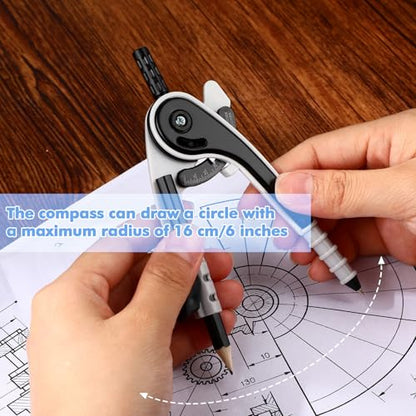 Zonon 7 Pcs Geometry Math Set with Compass Protractor Rulers, Clear - color: Clear