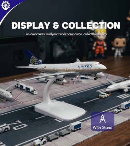 1/400 for United B747 Diecast Plane Model with Landing Gear Stand - color: 03. United 747