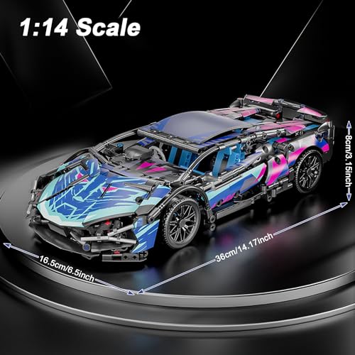 1:14 Race Car Building Sets with LED Light for Adults Men Boys 8+ - style: Static Car with LED