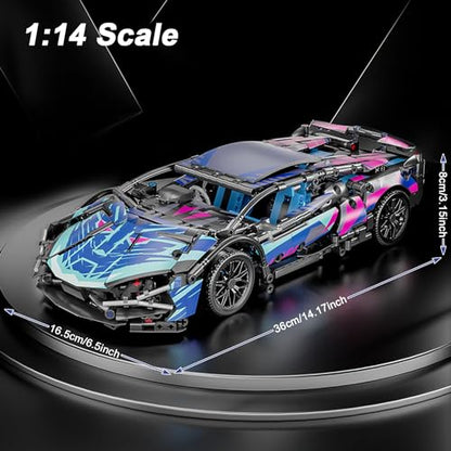 1:14 Race Car Building Sets with LED Light for Adults Men Boys 8+ - style: Static Car with LED