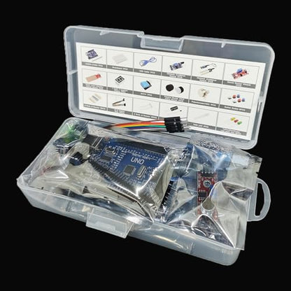 UNO Starter Kit for UNO R3 Development Board Basic Starter Kit 400 Hole Breadboard, Sensors, Obstacle Avoidance Module, and Essential Compatible with A rduino IDE HUAGZIMO