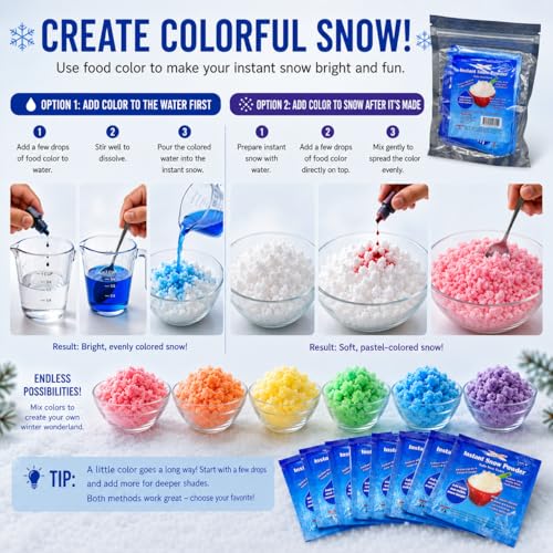 Science Gone Fun Instant Snow Powder - 20 Individual Packs, Makes 40+ Cups of Artificial Snow, Add Water to Create Fluffy Sensory Fake Snow, Ideal for Slime, Holiday Displays, and Science Experiments