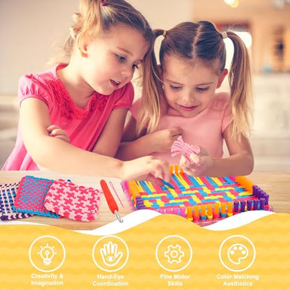 Weaving Loom Kit Toys Crafts Arts and Crafts for Girls Ages 6-8-12 Potholder Loops Toys for Girls and Adults - Knitting Loom Set Pot Holder Weaving Kits and Birthday Gifts for 7 9 10 11 Years Old - size: Weaving Loom Bracelets Kit