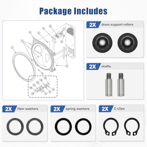 Upgraded RB170002 Dryer Drum Roller Kit Compatible with Speed Queen Alliance GE Dryer (Some Models), Replaces 3447593 AP5186795 EAP12220620 PS12220620 ASQ1356769 PD00042561 - style: RB170002 Dryer Drum Roller Kit