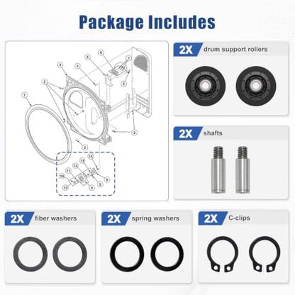 Upgraded RB170002 Dryer Drum Roller Kit Compatible with Speed Queen Alliance GE Dryer (Some Models), Replaces 3447593 AP5186795 EAP12220620 PS12220620 ASQ1356769 PD00042561 - style: RB170002 Dryer Drum Roller Kit