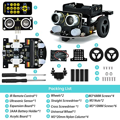 KEYESTUDIO Microbit Robot Car Starter Kit Compatible with BBC Micro:bit V2
