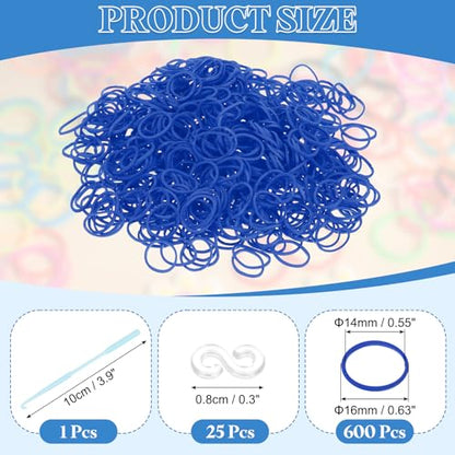 uxcell 600Pcs Loom Rubber Band, Bracelet Making Refill Kit Elastic Loom Band with 25Pcs S-Clips and 1Pcs Crochet Hooks for Weaving DIY Handcrafts, Dark Blue - color: Dark Blue