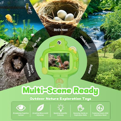 Kids Borescope Camera with Light, STEM Educational Toy, Green - color: Green