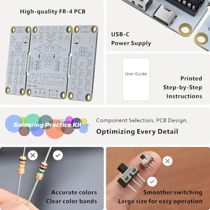 Soldering Practice Kit, 3-Color Split LED for Beginners