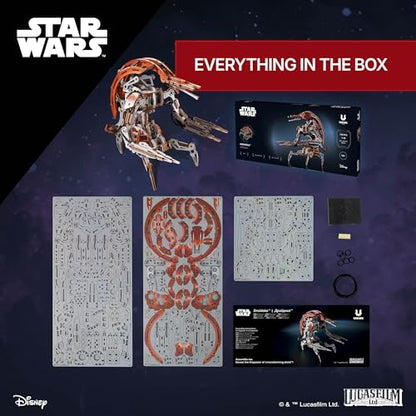 UGEARS Star Wars Droideka 3D Wooden Puzzles for Adults - Transforming Destroyer Droid Rolls into a Sphere and Unfolds to Battle Stance - Mechanical Model Kits for Adults to Build, Collectible Gift