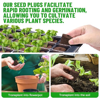 50 Pcs Seed Starter Plugs,Replacement Root Grow Sponges Plant Plugs,Great for Soil, Tray or Planting Pods, Promotes Herbs, Vegetables and Flowers Growth