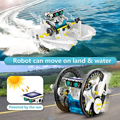 Dioju 13-in-1 Solar Robot Toys for Ages 8 9 10 11 12 Year Old Boys Girls, STEM Science Kits for Kids Age 8-12, Building Experiments Robotics Kit STEM Projects for Kid Christmas Birthday Gifts (White)