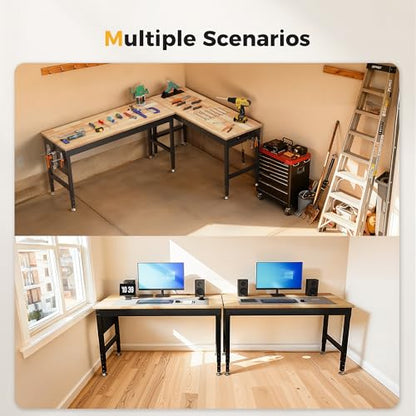 120"Adjustable Heavy Duty Workbench with 2000 LBS Capacity,Ships in 2 Boxes - size: 120"