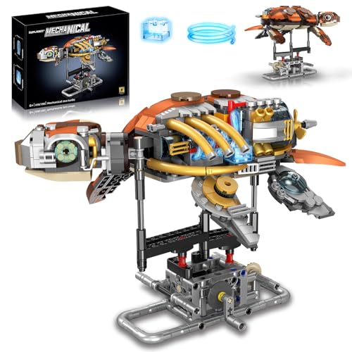 Mechanical Turtle Building Set with LED Lights for Kids,Boys 8-12+ - color: Sea Turtle